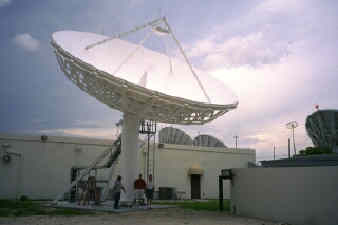 PanAmSat Homestead, Florida Ku-band uplink site using Viasat 11m earth station.  Waveguide run uses Tallguide TG115.